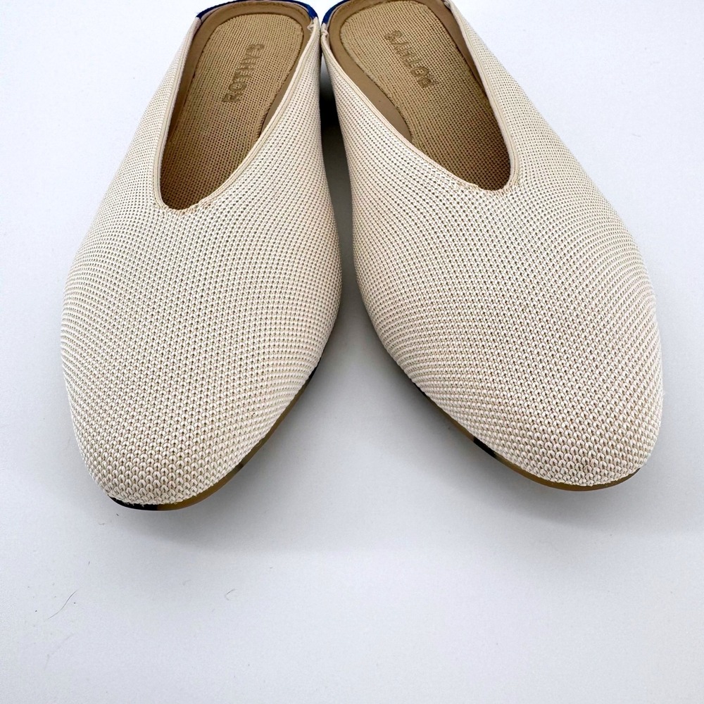 Rothy's The Point Mule Sz 9 Sandstone Cream Knit Pointed Toe Tortoise Sole Flat - Picture 2 of 9